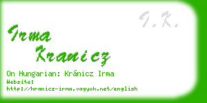 irma kranicz business card